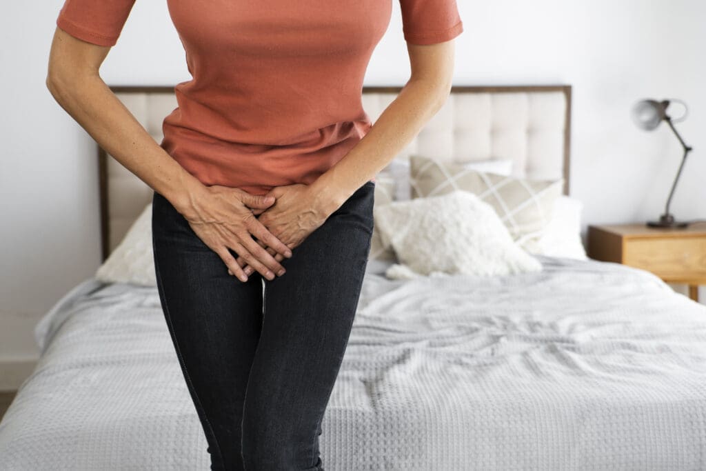 Terapia de piso pélvico . mujer con dolor